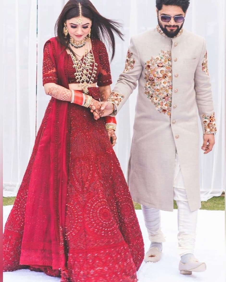 Groom Latest Sherwani Design Marriage Dark Pink Sherwani for Wedding