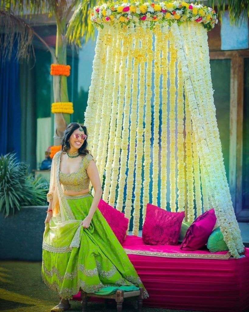 yellow lehenga choli haldi dress for bride | Bride, Haldi ceremony outfit, Mehndi  dress for bride
